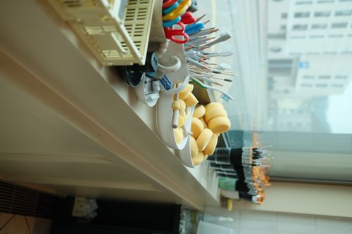 Materials and brushes at the window at nebu Zurich