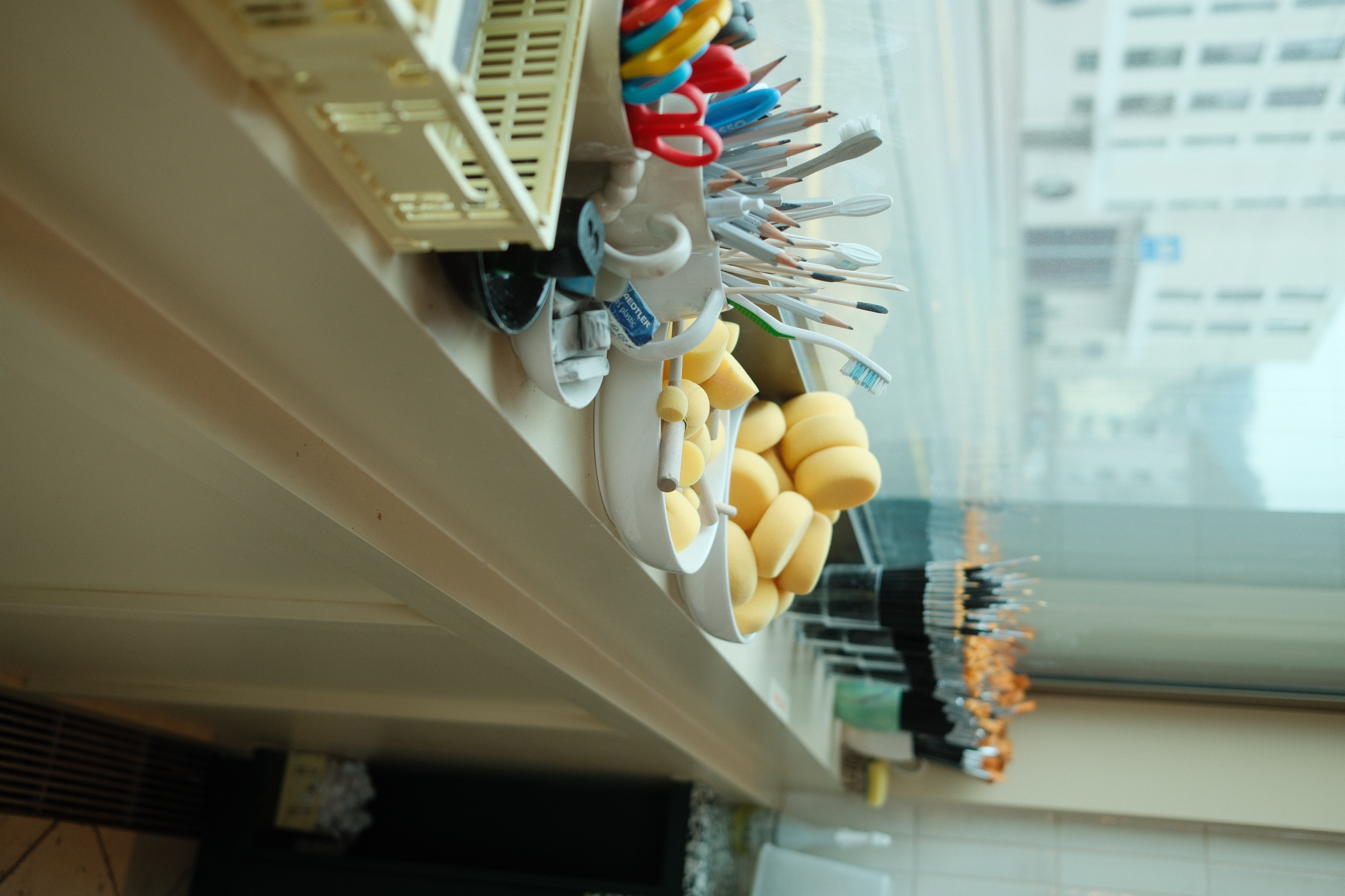 Materials and brushes at the window at nebu Zurich