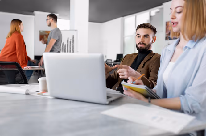 A startup team working at the office