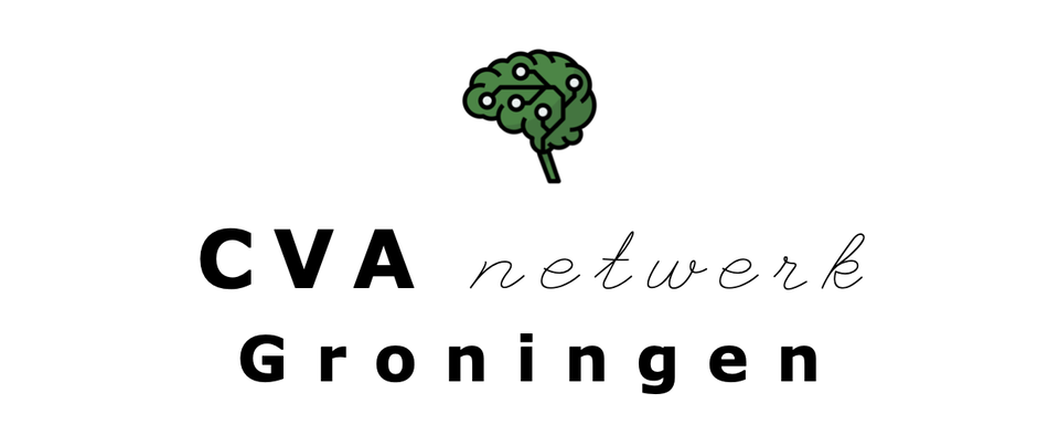 Logo met een groen brein pictogram en de tekst CVA netwerk Groningen.