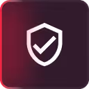 White shield with a checkmark inside, symbolizing security or protection.