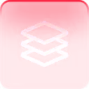 White layered stack icon on red rounded square background.