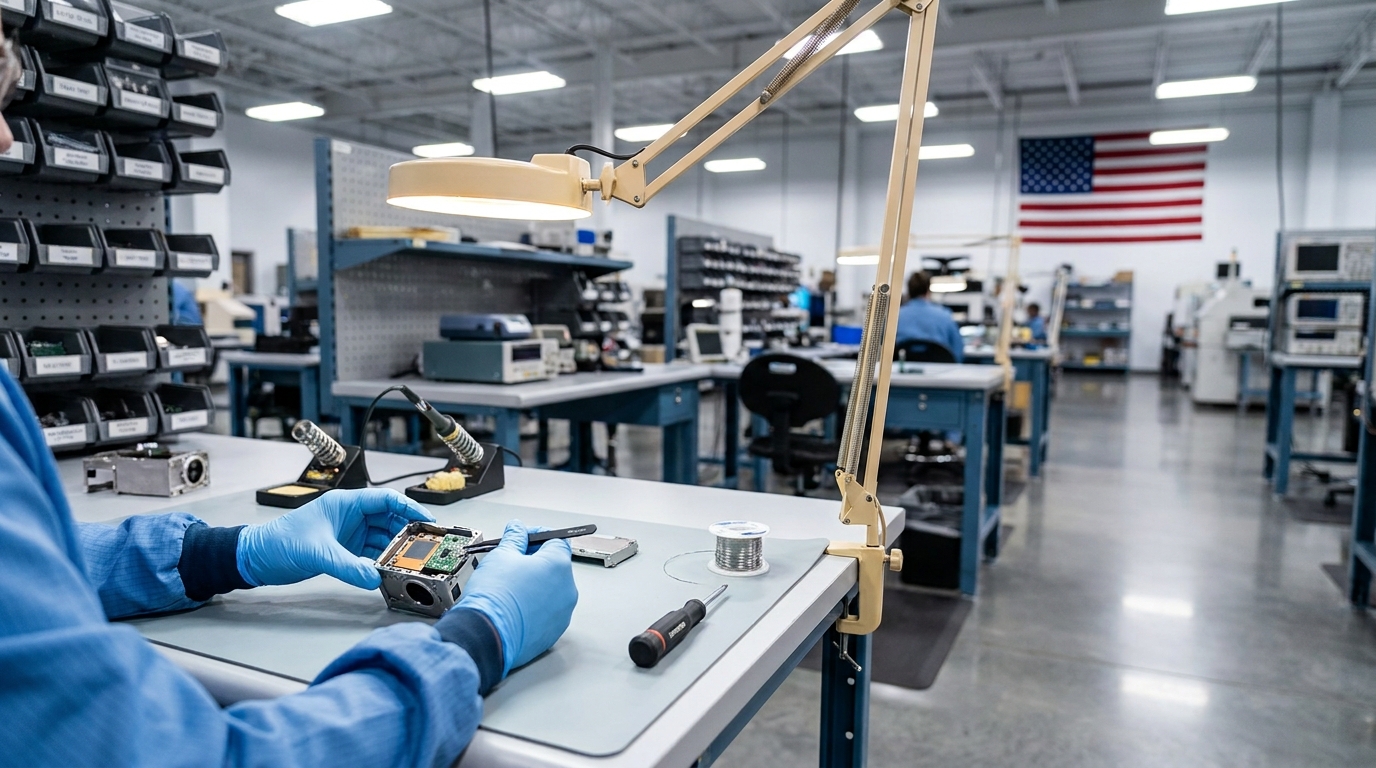 A U.S.-based manufacturing or assembly floor for monitoring hardware.
