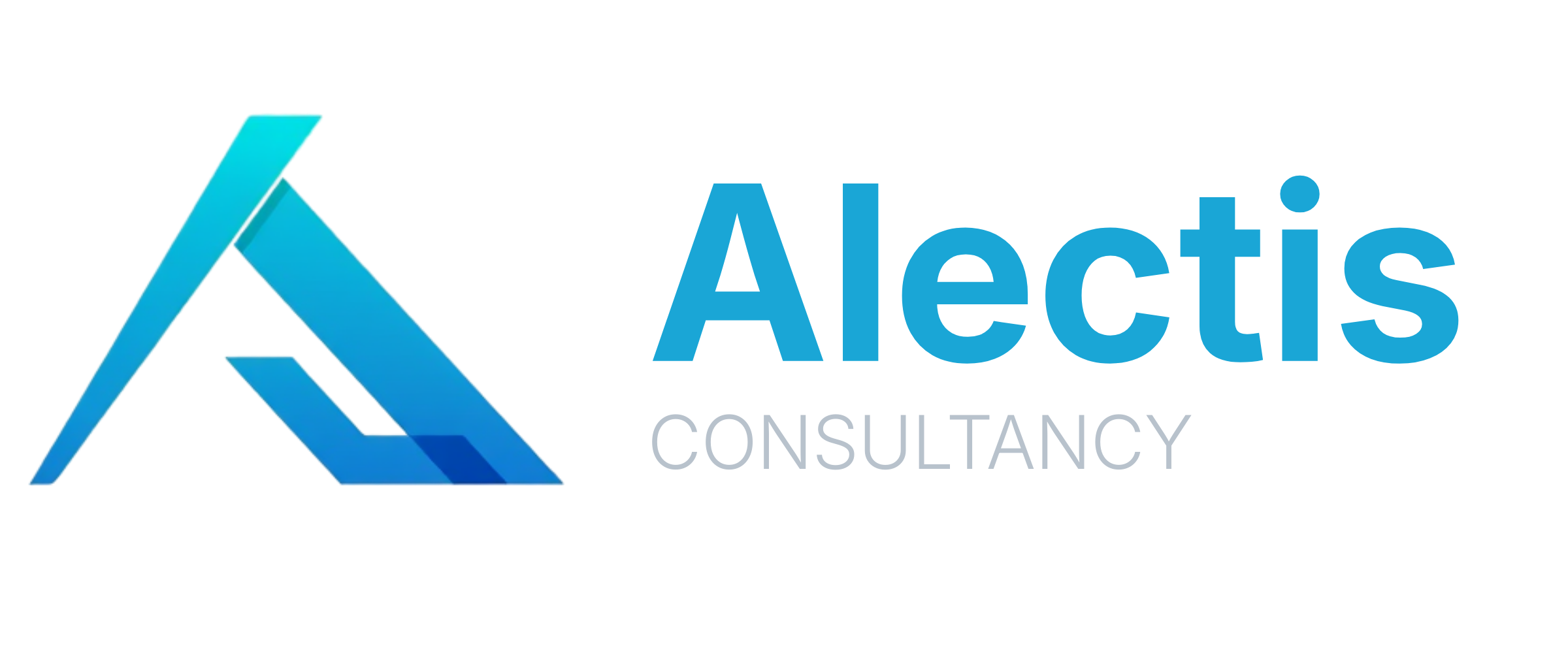 A logo with a teal and blue icon in an A like shape. Next to the icon is the company name "Alectis Consultancy".