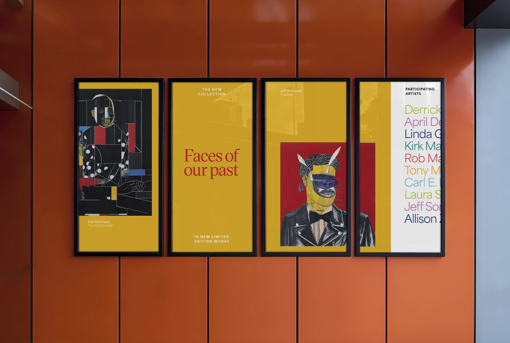 Outdoor wall displaying colorful posters for plays at The Contemporary Theatre of Ohio including Fat Ham, John Proctor is the Villain, Big Fish, and Eureka Day.