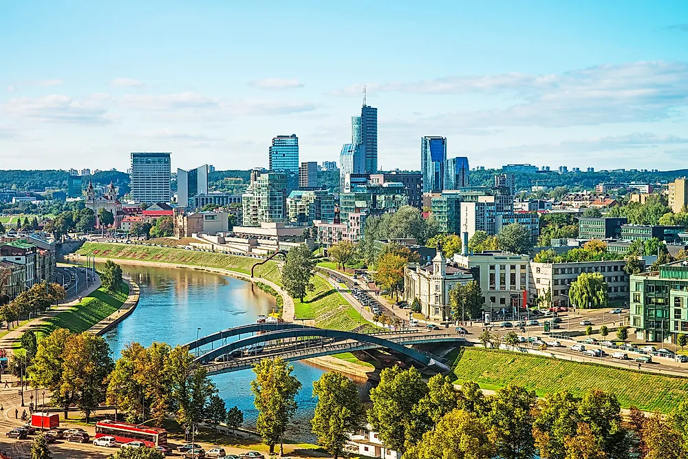 Scenic cityscape of a Lithuanian business district representing its strategic Baltic location and advanced regulatory framework for payments.