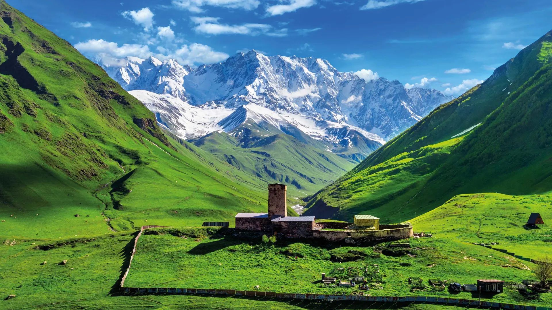 Scenic cityscape of a Georgian business district representing its strategic location and advanced banking for global remote workers.