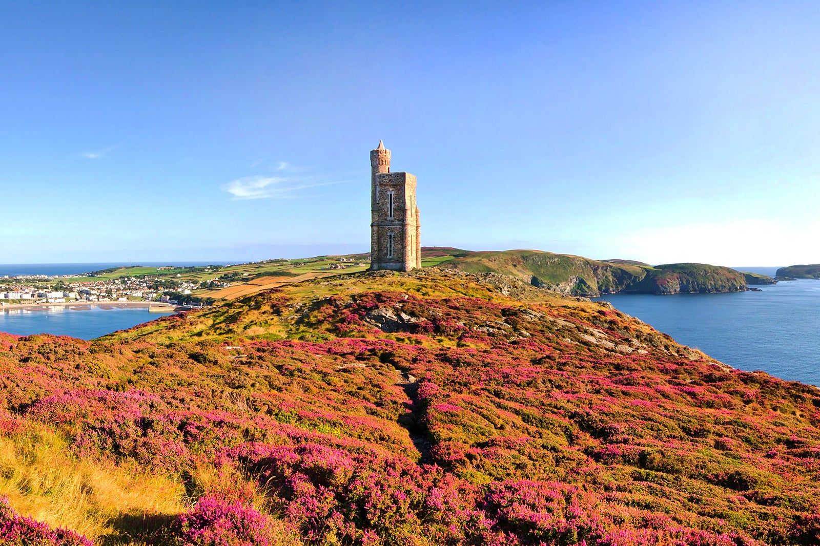 Panoramic view of Douglas harbor in the Isle of Man representing its status as a premier offshore hub for financial services and e-gaming.