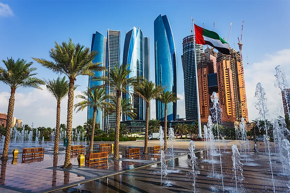 Scenic cityscape of a UAE business district representing its strategic location and advanced financial services ecosystem.