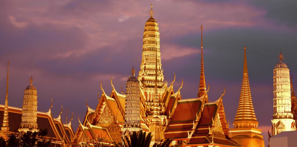 Scenic aerial view of the Bangkok skyline and Chao Phraya River in Thailand representing its status as a top lifestyle and business hub in ASEAN.