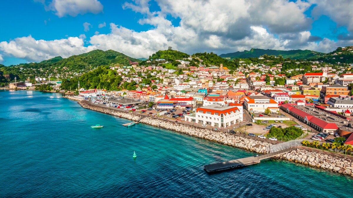 Aerial view of Grenada’s tropical coastline representing the citizenship by investment program and luxury real estate opportunities.