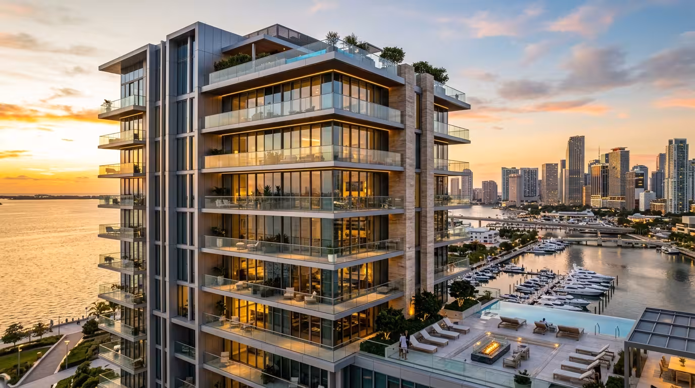 Modern luxury building exterior highlighting the real estate investment routes for Caribbean and European Golden Visa programs.