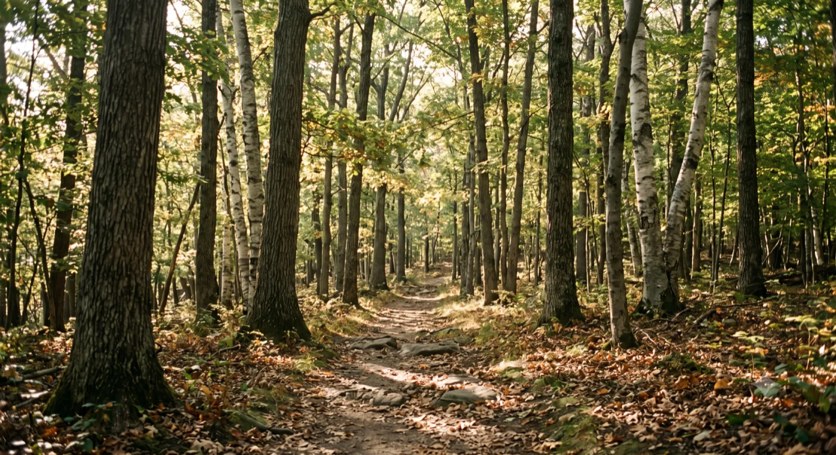 The Long Path leading into the forest at Gobblers Knob, 150 feet from the door
