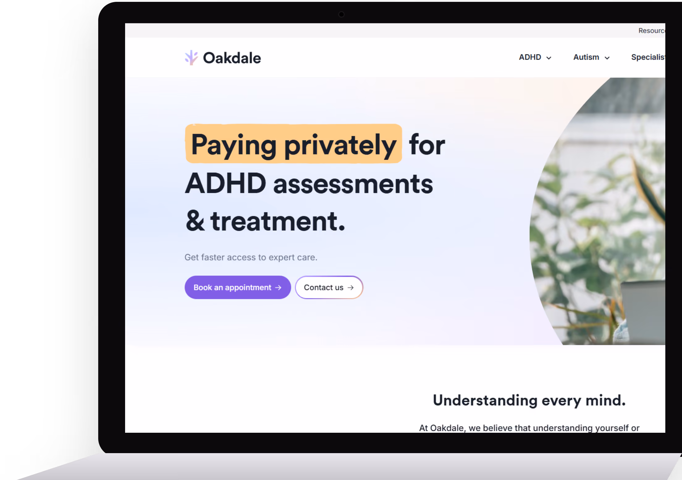 Oakdale website shown on a laptop