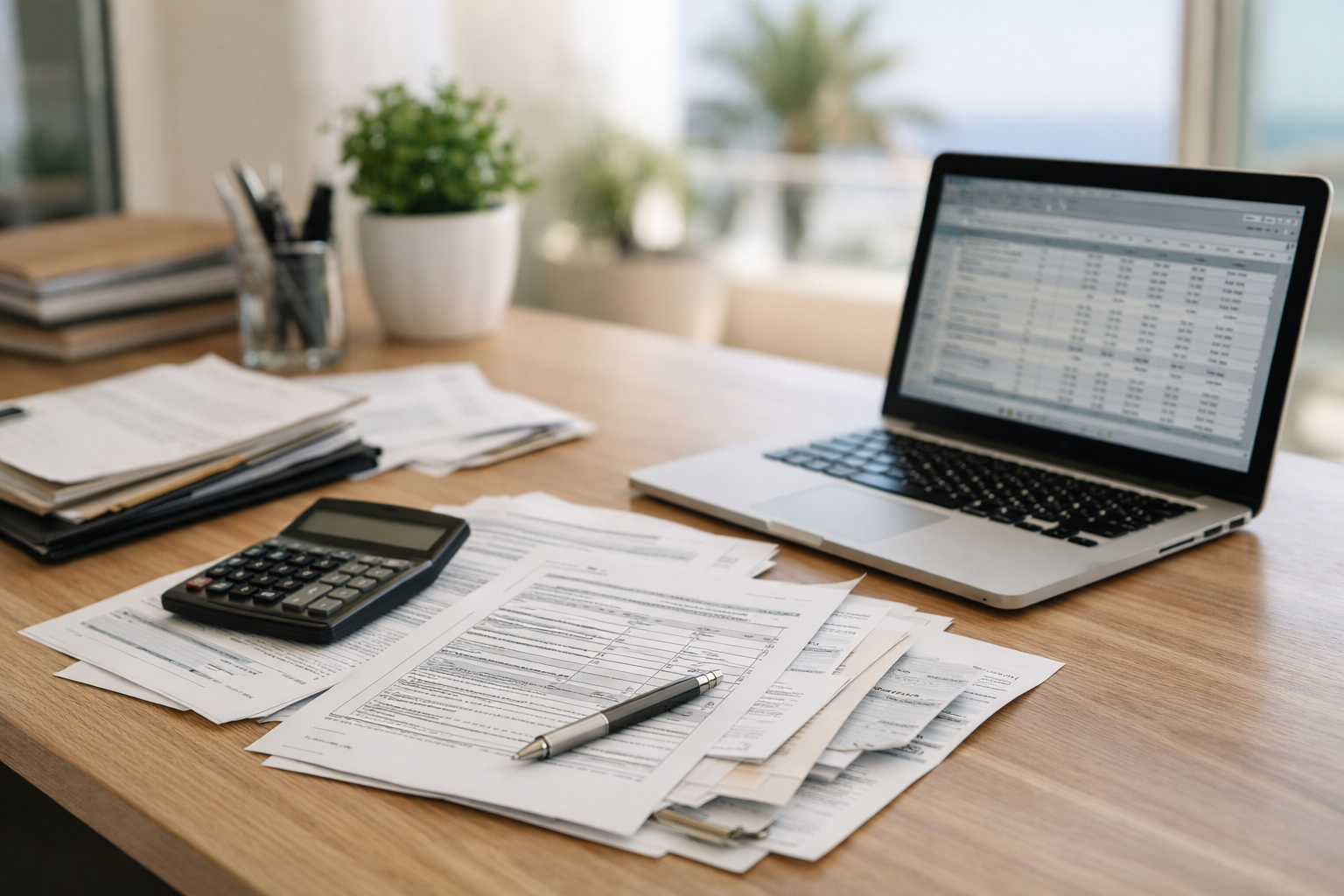 Comparison of sole proprietorship and Limited structures in Cyprus with tax rates and accounting documents on the table