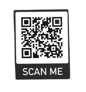 Black and white QR code with the text 'SCAN ME' below it.