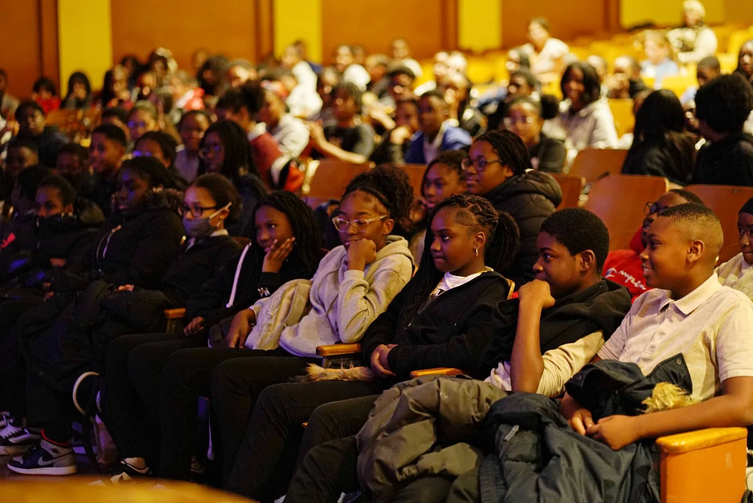 A diverse group of attentive young students