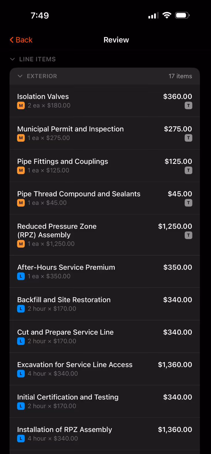 SmartScope line items