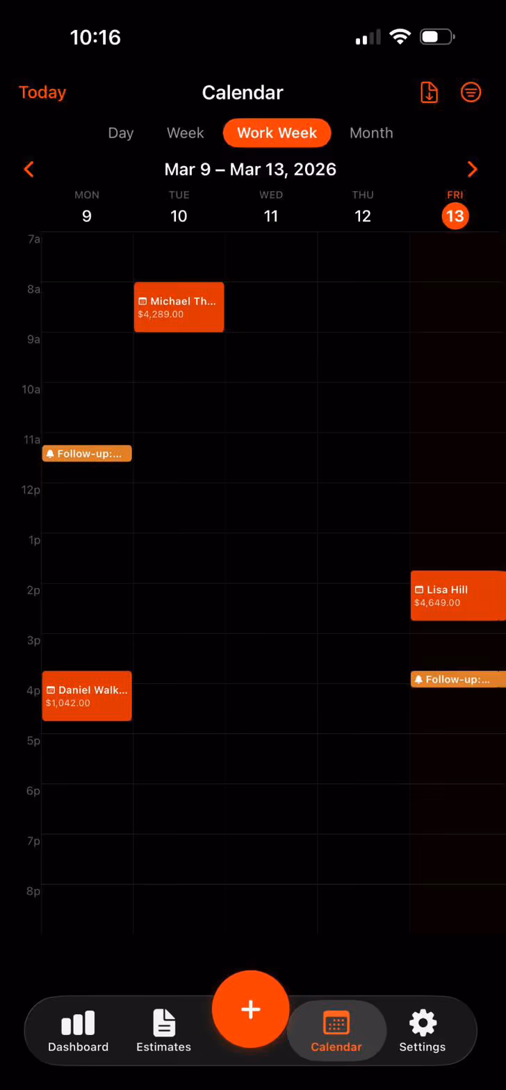 SmartScope calendar week