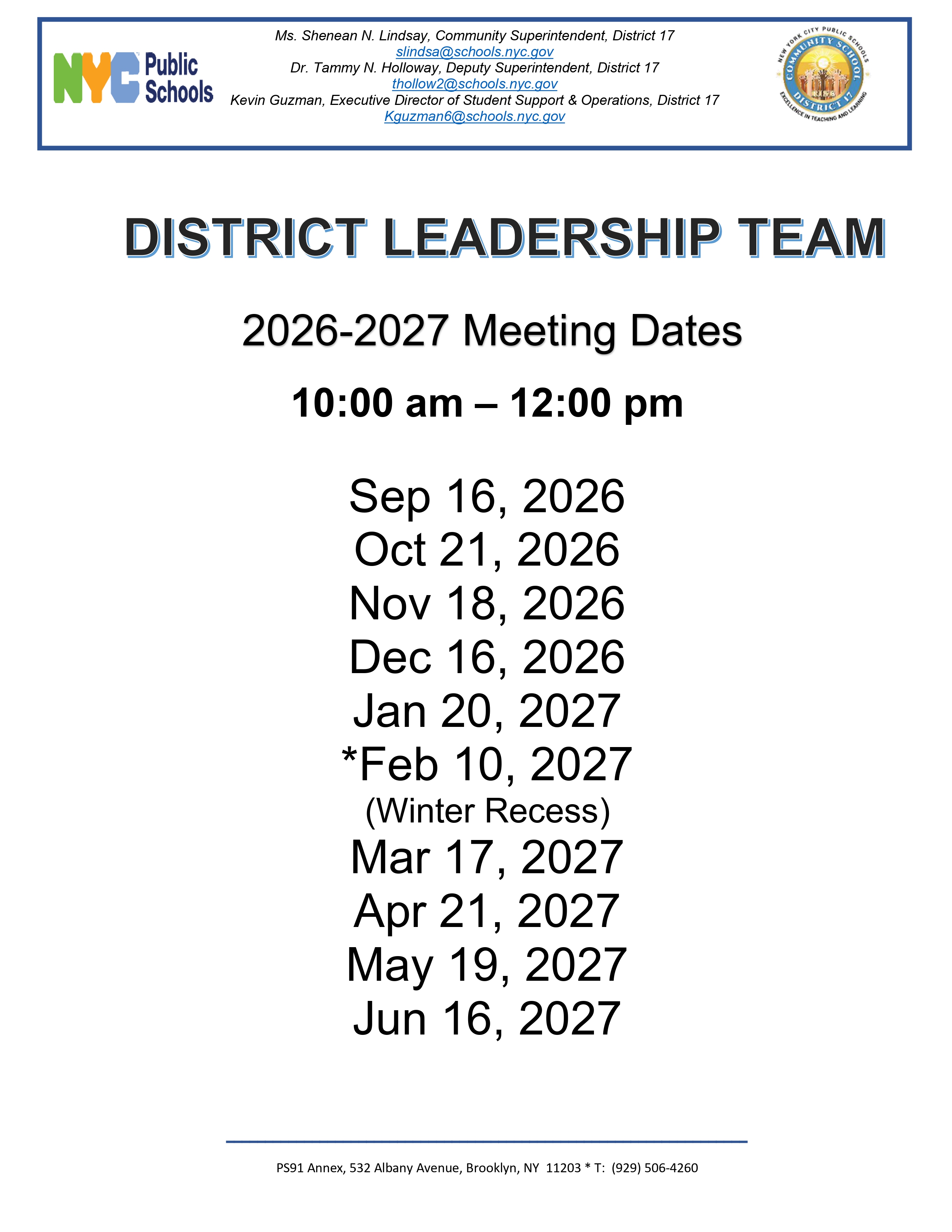 DLT meeting dates flyer