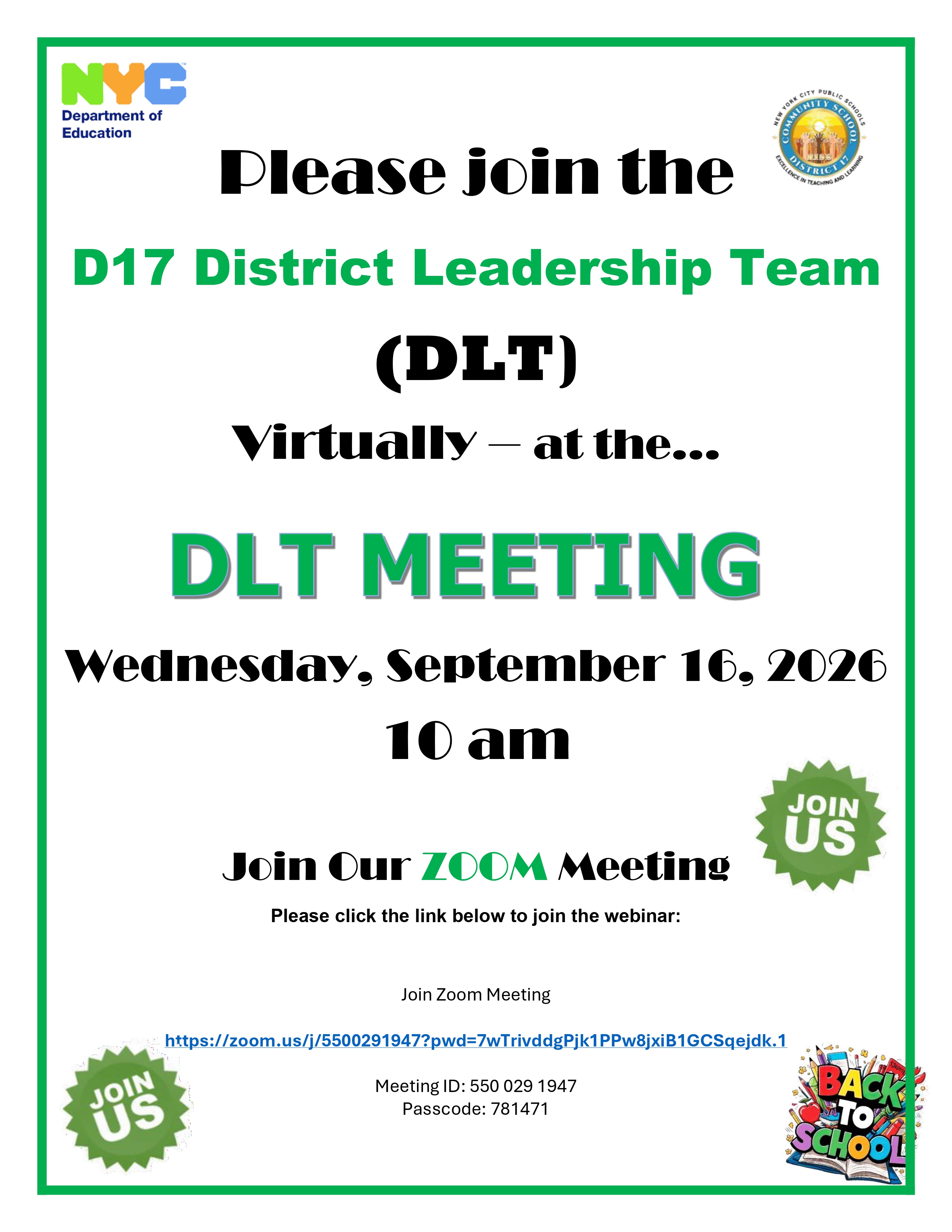 DLT meeting flyer