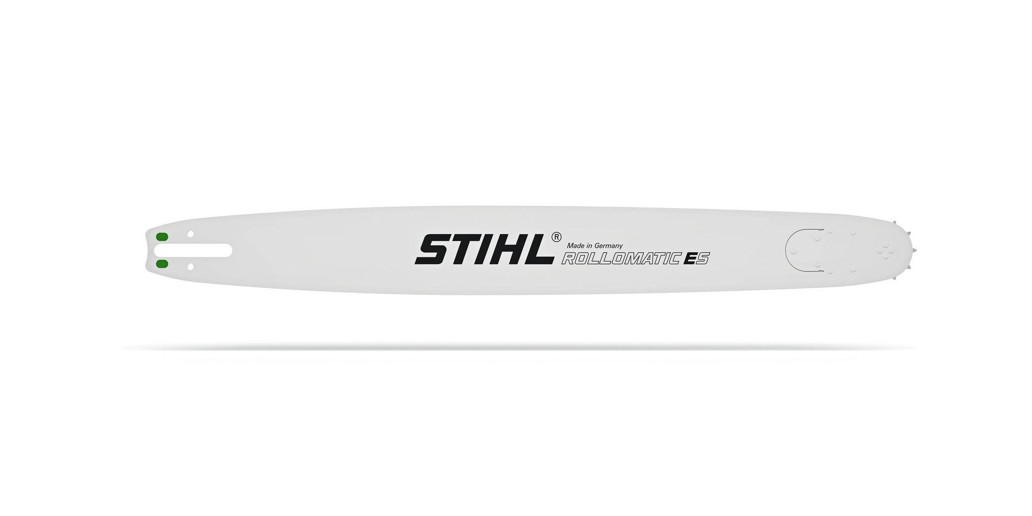 A solid and particularly rigid bar with a sprocket nose which can be replaced as a whole.