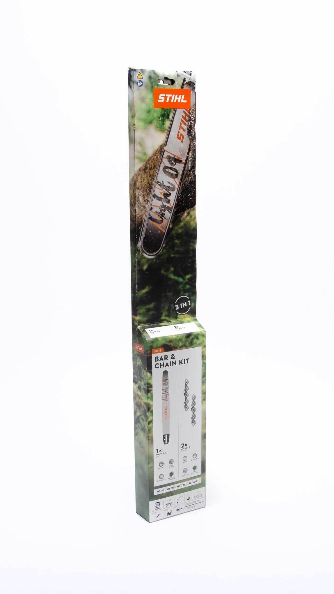 Fits MS 261, MS 271, MS 291, MSA 300. Includes (1) 20” Guide Bar & (2) Loops of 20” Saw Chain (23 RM3 81).