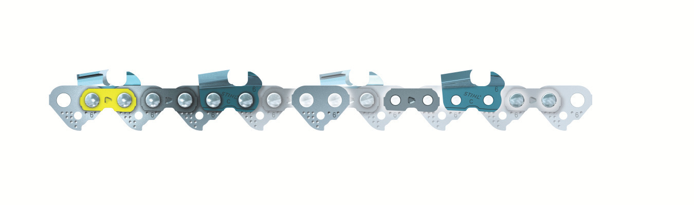 STIHL RAPID™ Super is a reduced vibration saw chain. A cutter and tie strap design reduces vibration levels significantly while still utilizing the aggressive full chisel cutter design.