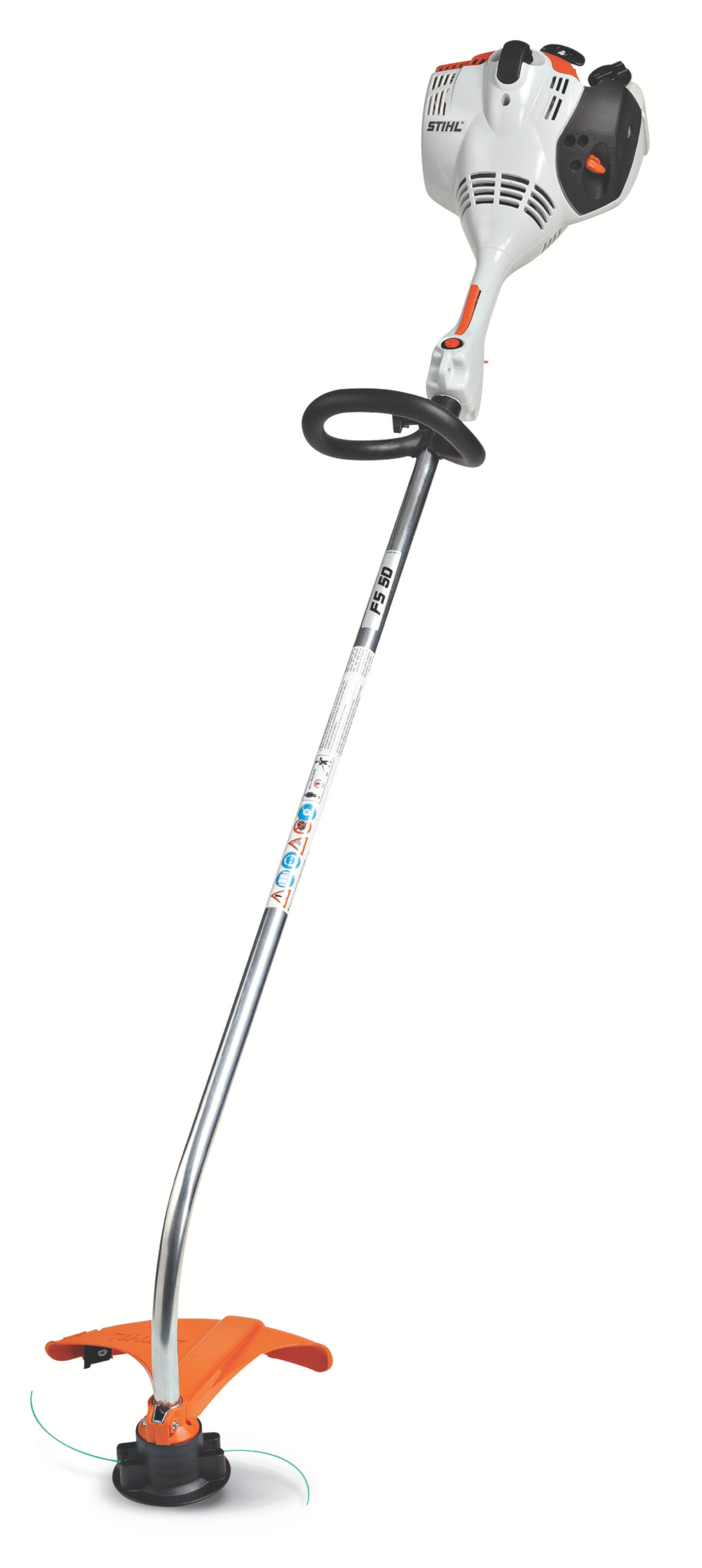 Lightweight and powerful, this trimmer features a long shaft.