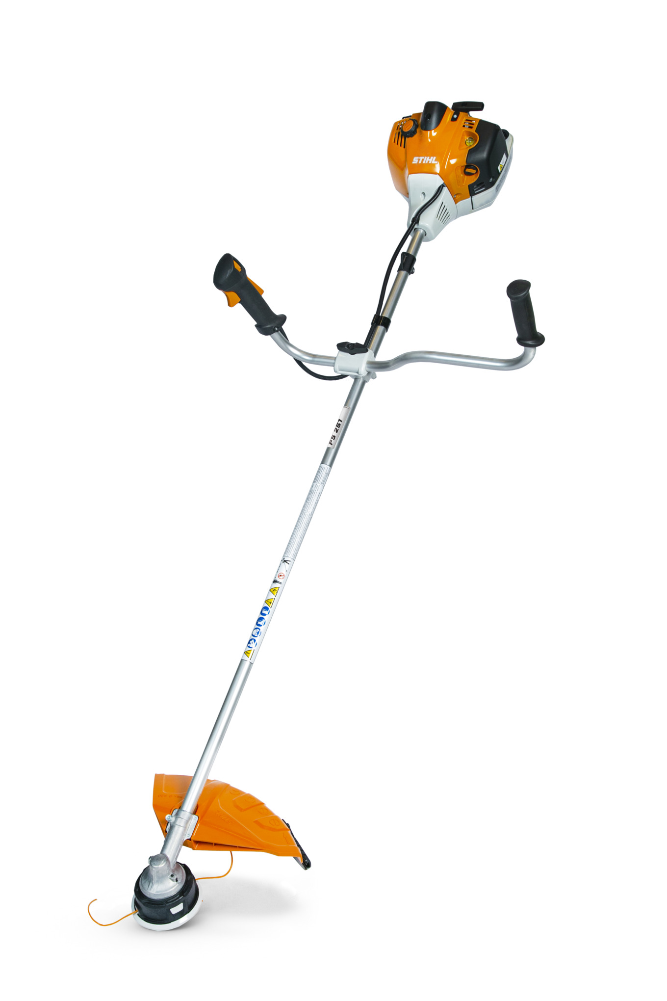This powerful gas trimmer is designed with an easy-to-adjust bike handle and a semi-automatic choke lever.