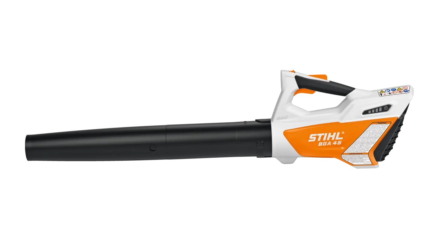 A lightweight, handheld blower with integrated battery, the BGA 45 is ideal for smaller residential yards.