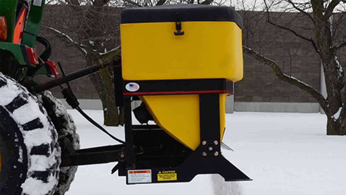 Drop Pro Salt Spreader on Tractor