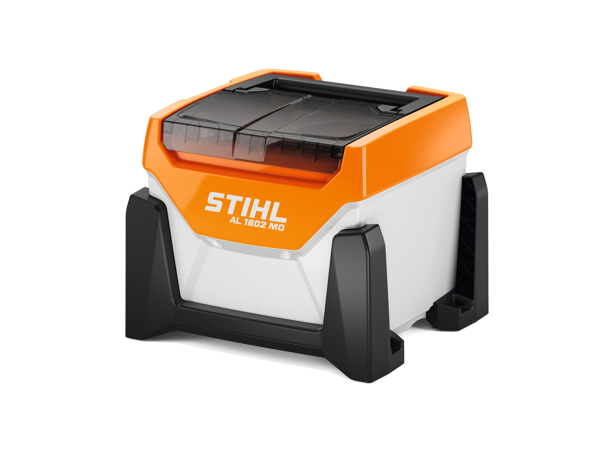 AL 1602 MO high-speed charger: Offers particularly fast and gentle charging of 2 batteries from the AP system in the workshop, in the trailer, or outdoors.
