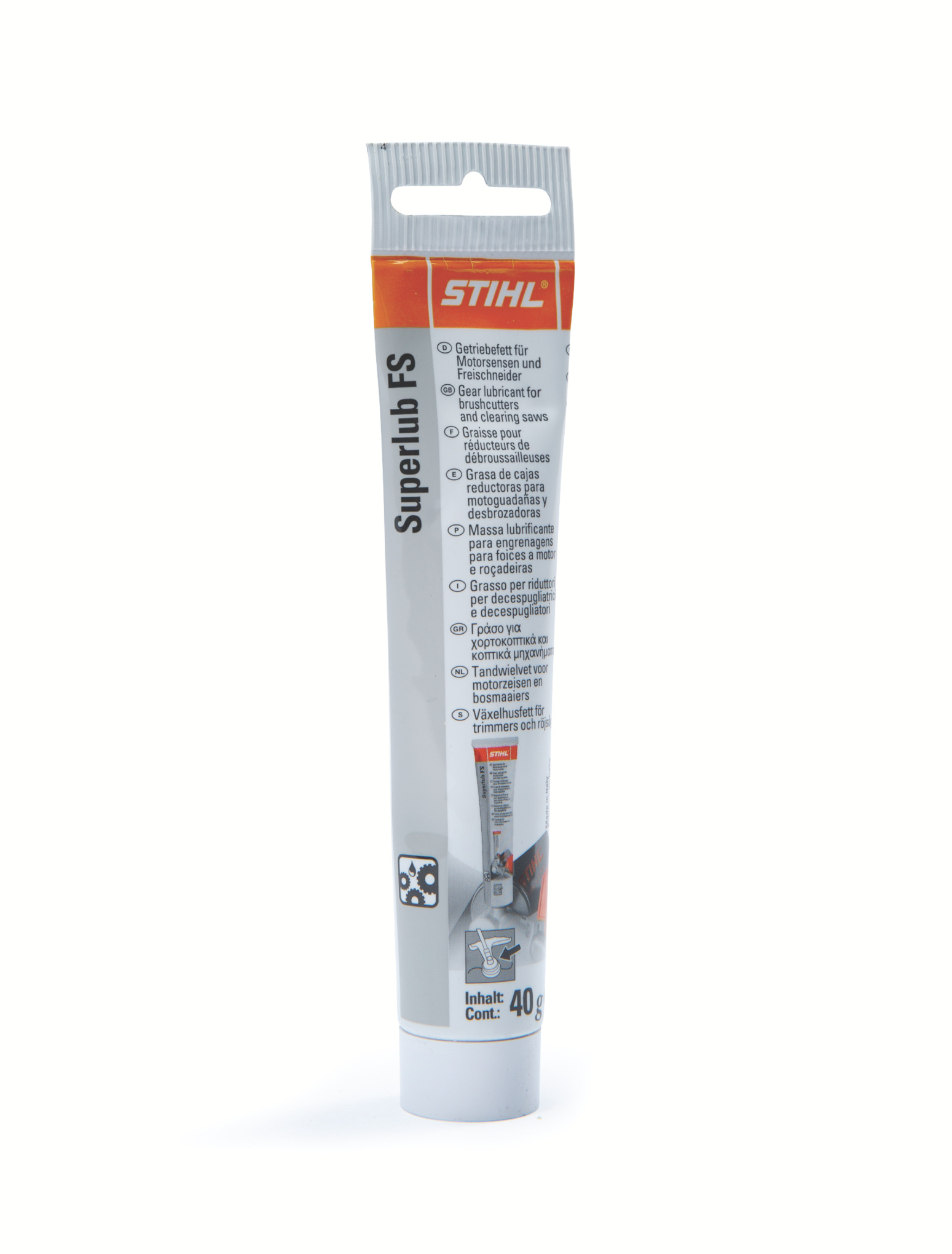 A gear lubricant for brushcutters and clearing saws.