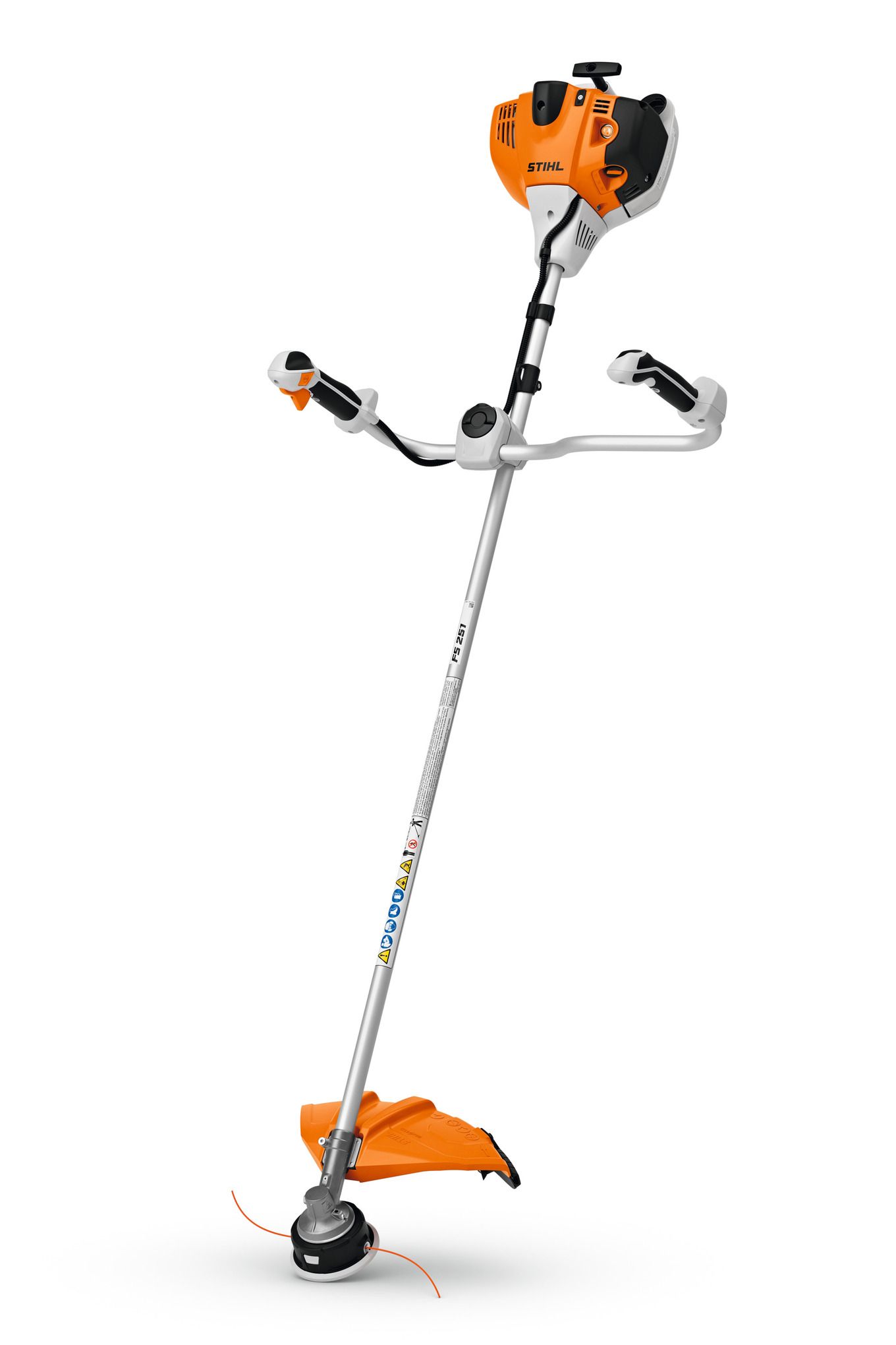This powerful gas trimmer is designed with an easy-to-adjust bike handle and a semi-automatic choke lever.