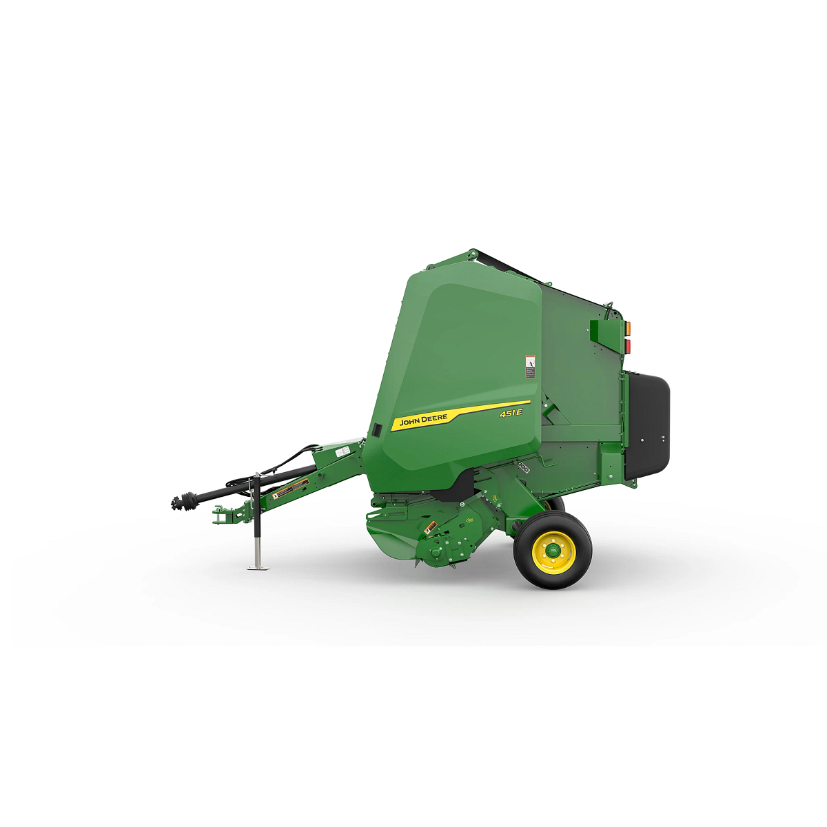 Left close-up studio rendering of John Deere 451E Round Baler