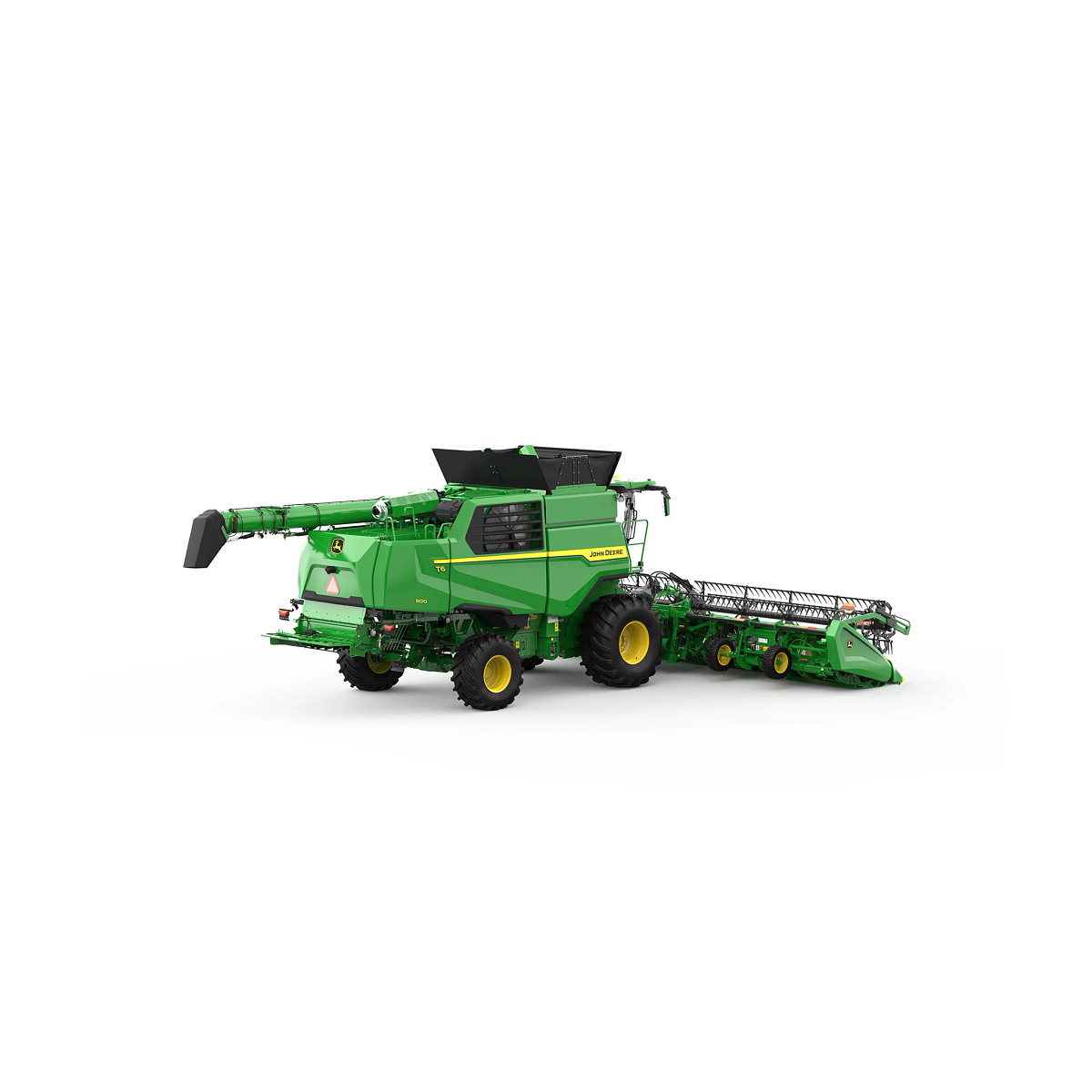 Rear right studio rendering of a T6 800 combine