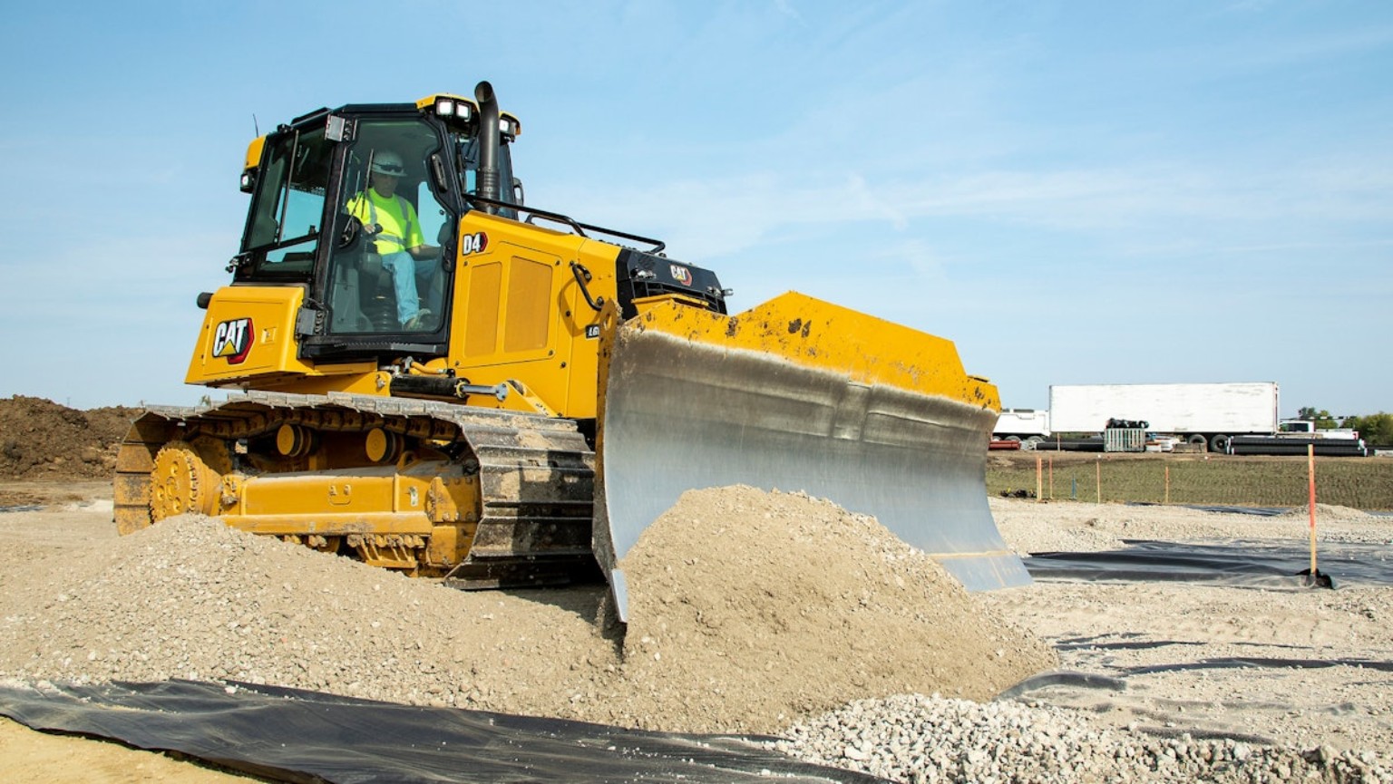 CAT D4 dozer grading aggregate