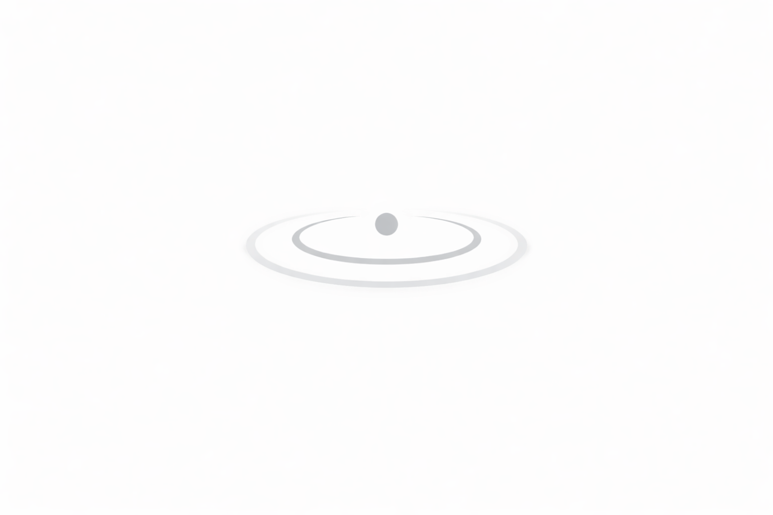 Gray dot in the center of two concentric circular ripples on a white background.