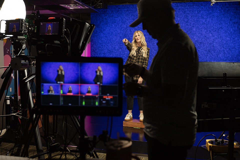 [background image] image of a film set for a film production company