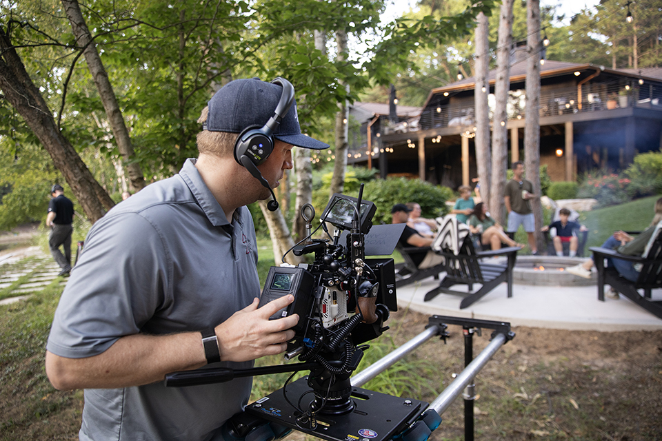 [background image] image of a film set for a film production company