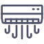 Icon of an air conditioner with cool air blowing downward.