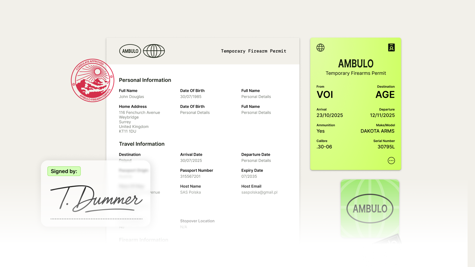 European hunting firearms permit paperwork and documents