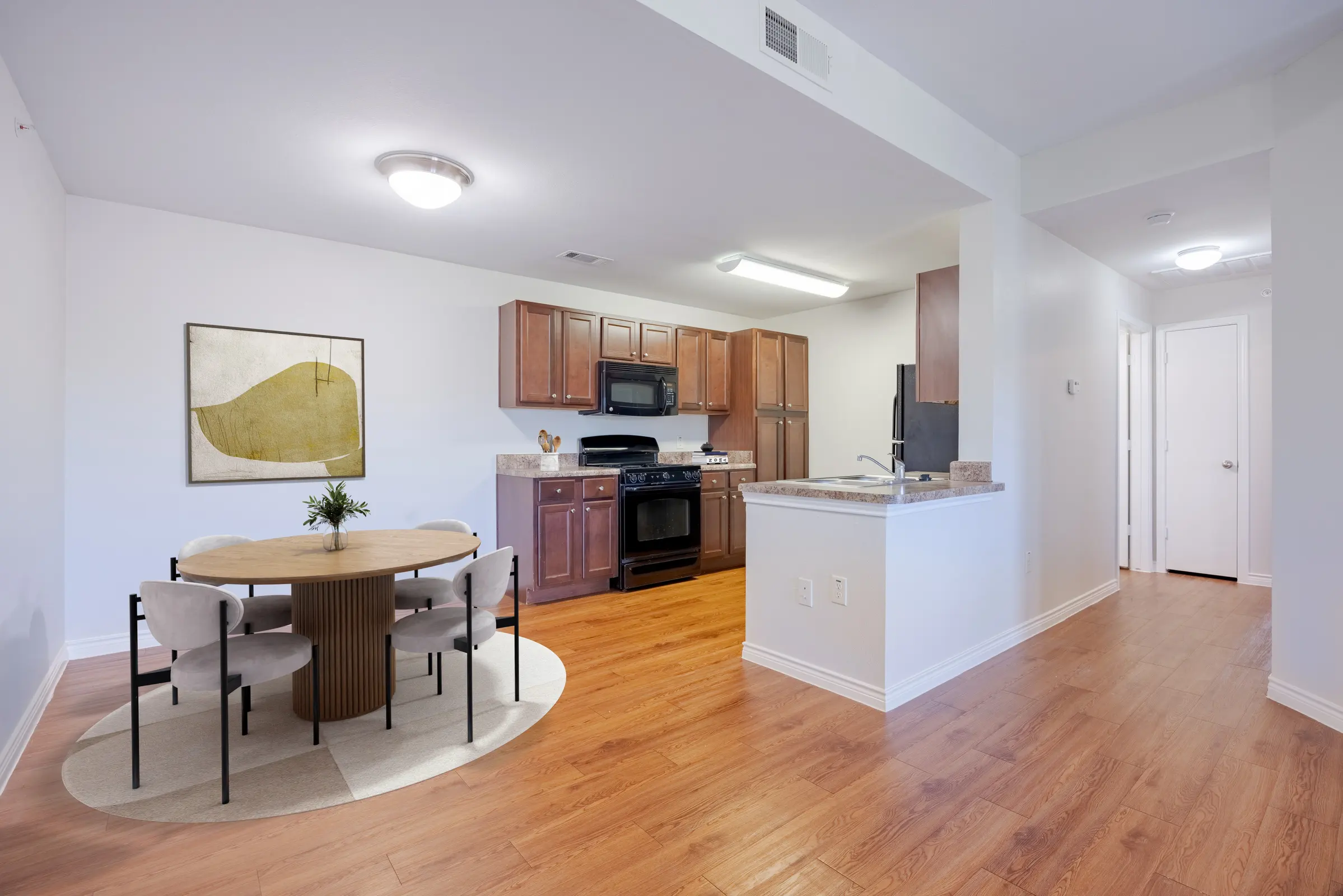 Dining area and kitchen from the living room