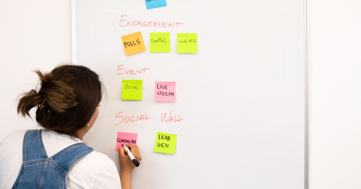 Planung an einem Whiteboard mit Haftnotizen