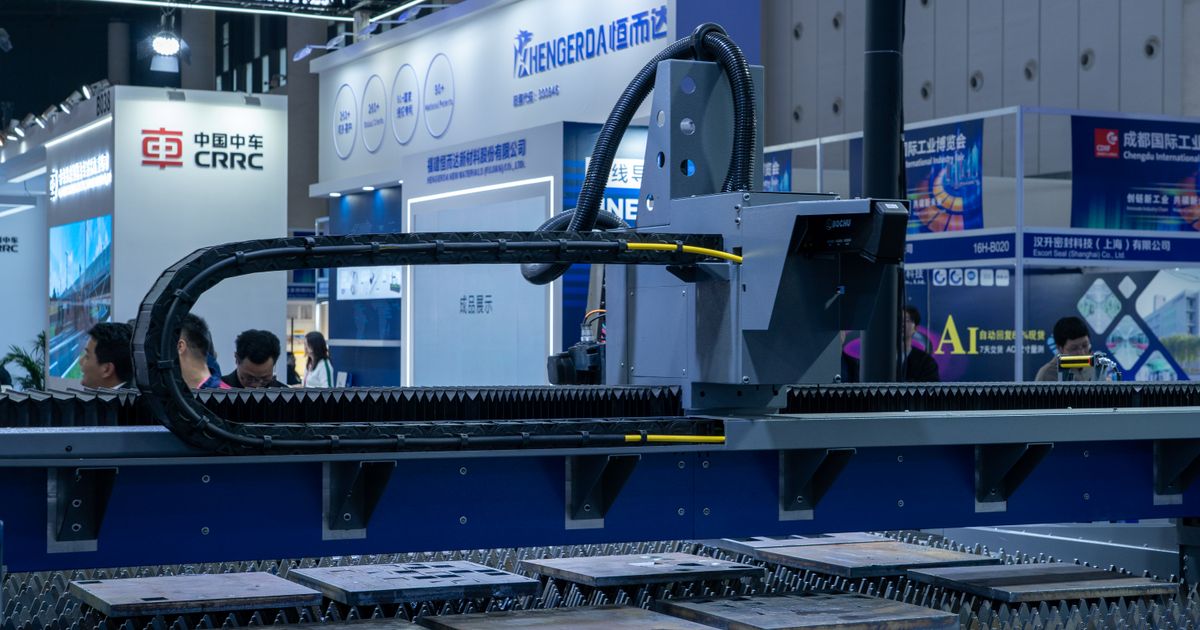 Industriemaschine auf einem Messestand