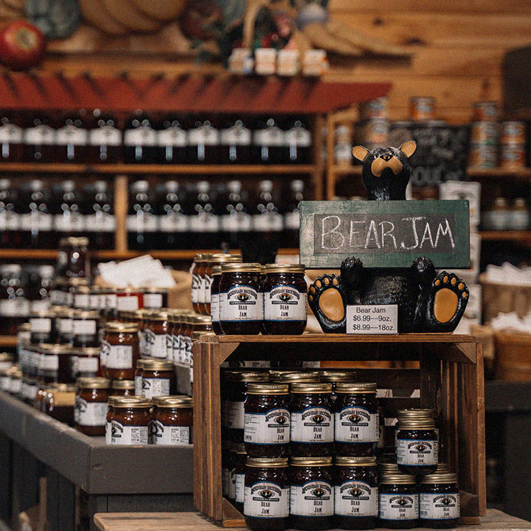 Image showing some of the jellies & jams availabel at Mountain Brothers General Store in Wears Valley, TN.