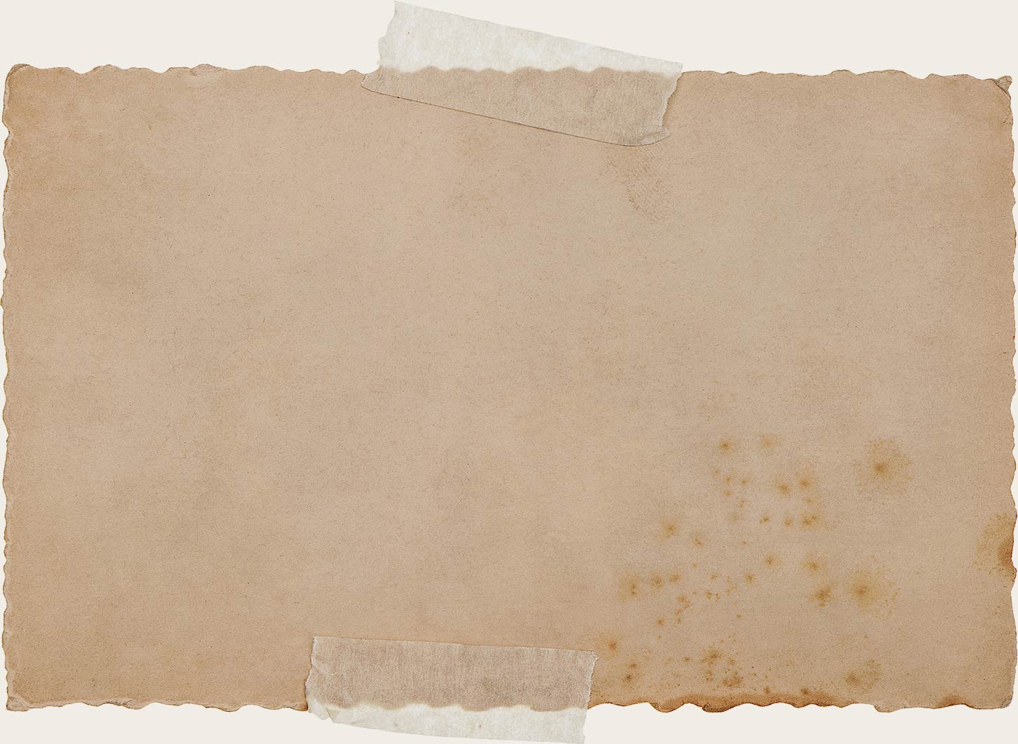 Old paper with tape holding down the top and bottom edges.