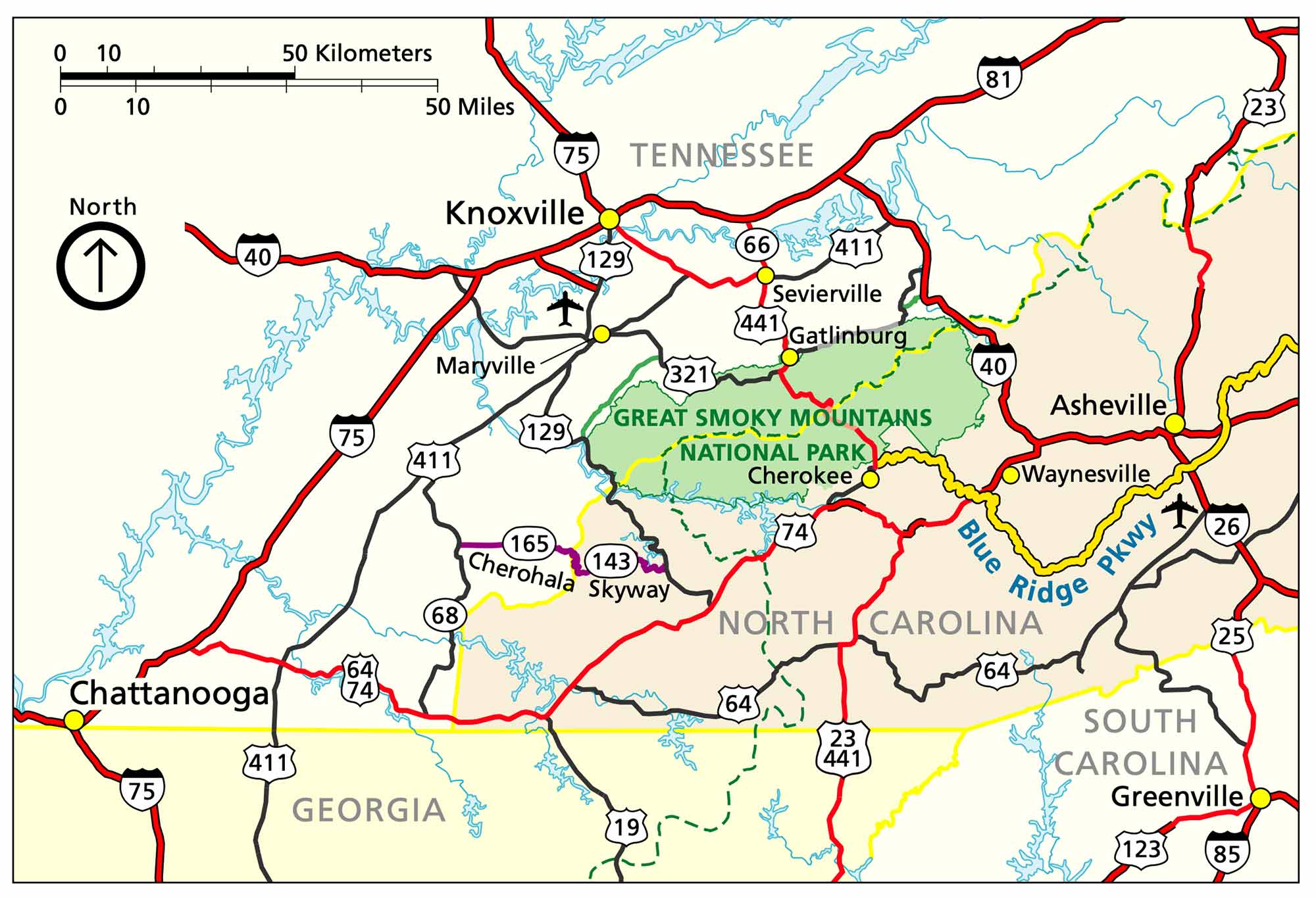 map of the smoky mountains