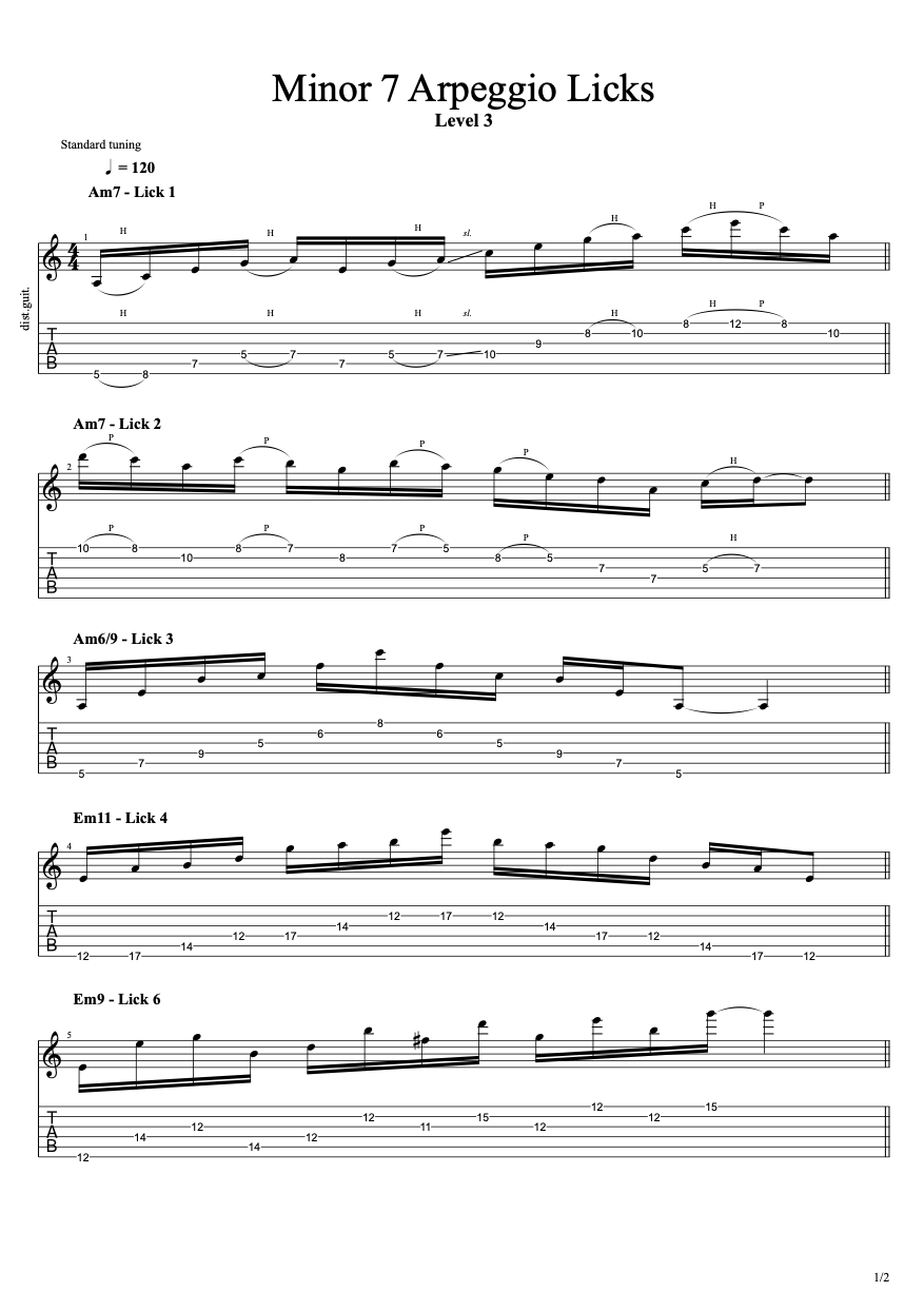 Minor 7 Arpeggio Licks Level 3 preview